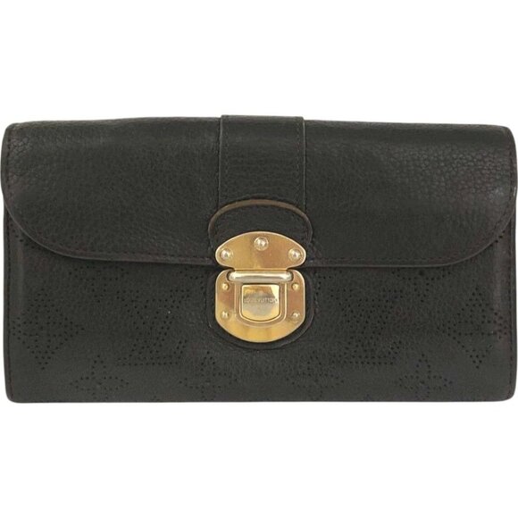 979236BX (L3) Authentic Louis Vuitton Wallet Long Black Monogram Mahina Luxury V - Picture 1 of 9